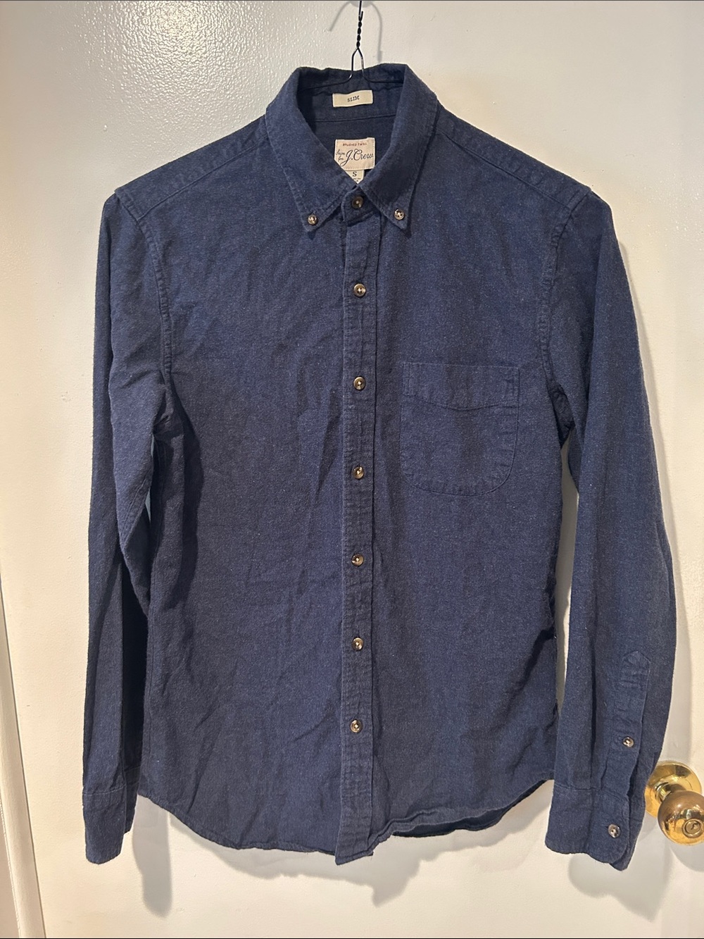 J. Crew Slim Brushed Twill Cotton Button-Down Shirt in Denim Blue size small